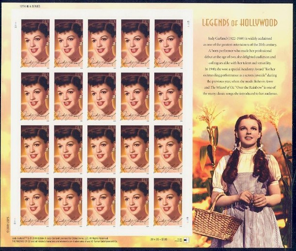 Judy Garland - Mint Sheet 12th in Legends of Hollywood Series United States, 2006